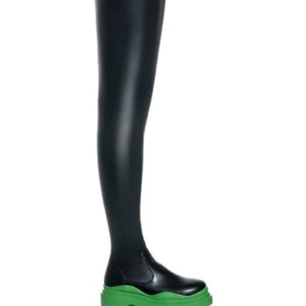 Black And Green Platform Ankle Boots
